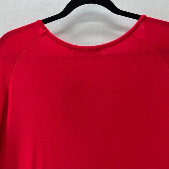 DOUBLJU Pleated Babydoll Dress 5XL Long Sleeve Scoop Neck Pullover Stretch Red - Picture 5 of 10